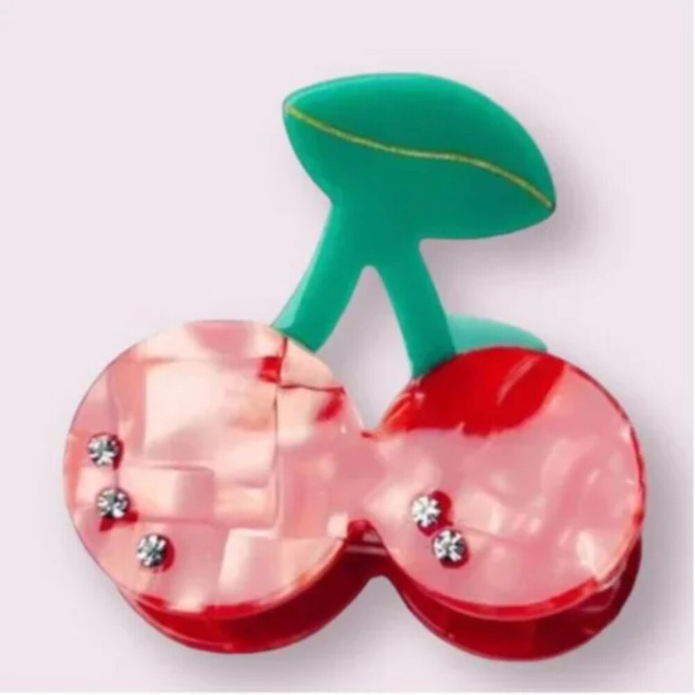 ⭐️❤️ FREE Cherry Rhinestone Hipster Hippie Modern Chic Glam Fruit Hair Claw Clip